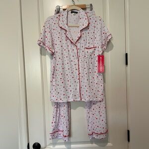 Playful red Heart Pajama Set with Ribbon NWT